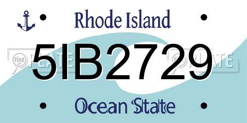 5IB2729 Rhode Island License Plate