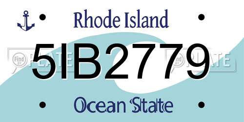 5IB2779 Rhode Island License Plate