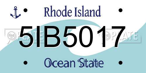 5IB5017 Rhode Island License Plate