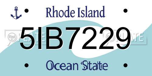 5IB7229 Rhode Island License Plate