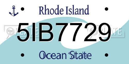 5IB7729 Rhode Island License Plate