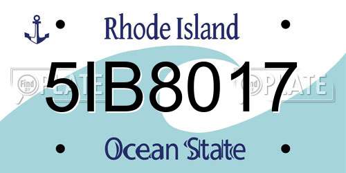 5IB8017 Rhode Island License Plate
