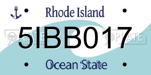 5IBB017 Rhode Island License Plate
