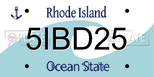 5IBD25 Rhode Island License Plate