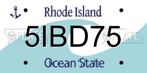 5IBD75 Rhode Island License Plate