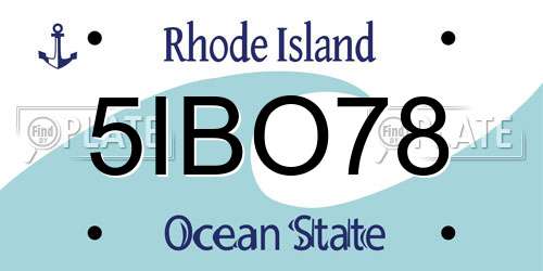 5IBO78 Rhode Island License Plate