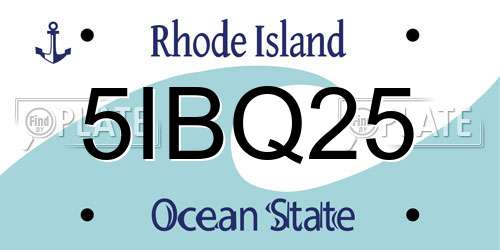 5IBQ25 Rhode Island License Plate
