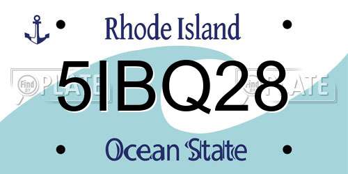 5IBQ28 Rhode Island License Plate