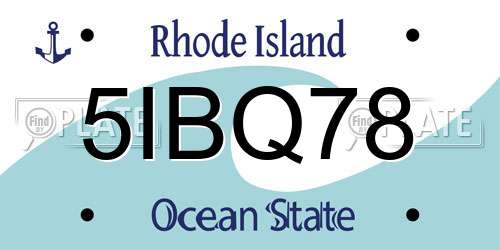 5IBQ78 Rhode Island License Plate