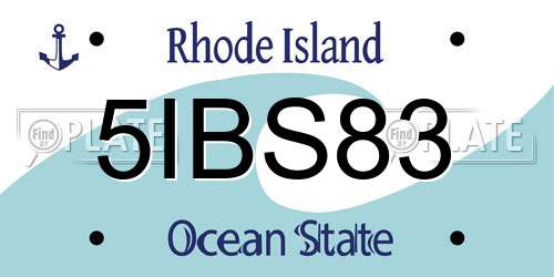 5IBS83 Rhode Island License Plate