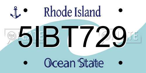 5IBT729 Rhode Island License Plate