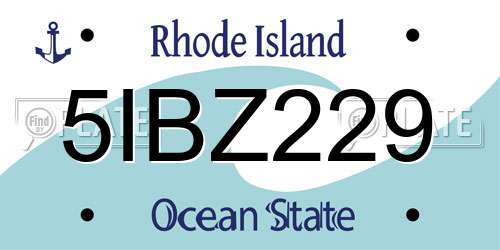 5IBZ229 Rhode Island License Plate