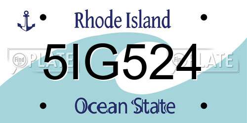 5IG524 Rhode Island License Plate