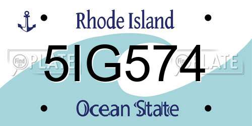 5IG574 Rhode Island License Plate