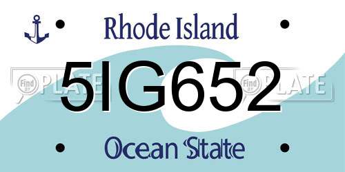 5IG652 Rhode Island License Plate