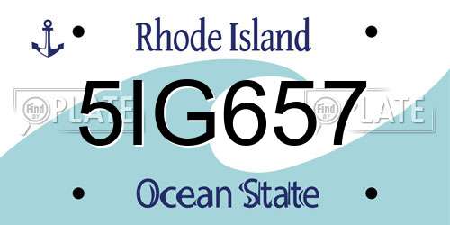 5IG657 Rhode Island License Plate