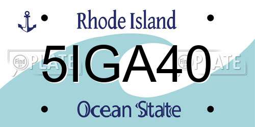 5IGA40 Rhode Island License Plate