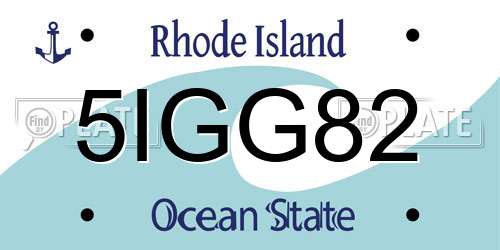 5IGG82 Rhode Island License Plate