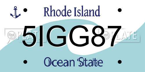 5IGG87 Rhode Island License Plate