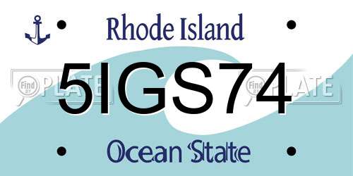 5IGS74 Rhode Island License Plate