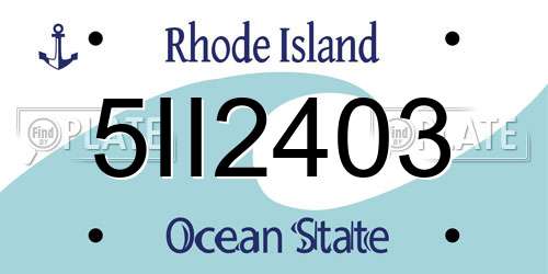 5II2403 Rhode Island License Plate