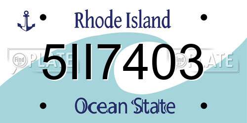 5II7403 Rhode Island License Plate
