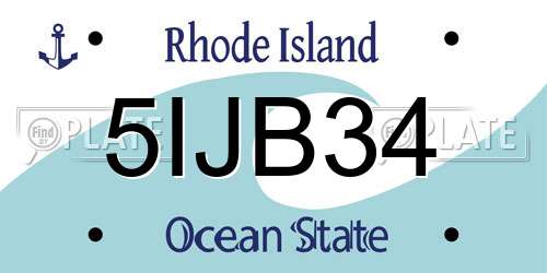 5IJB34 Rhode Island License Plate