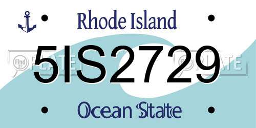 5IS2729 Rhode Island License Plate