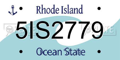 5IS2779 Rhode Island License Plate