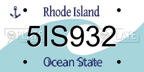 5IS932 Rhode Island License Plate