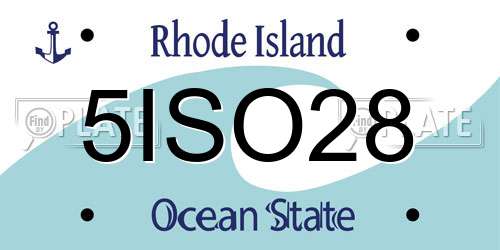 5ISO28 Rhode Island License Plate