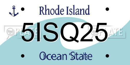5ISQ25 Rhode Island License Plate