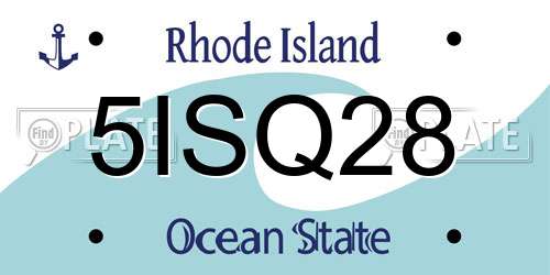5ISQ28 Rhode Island License Plate