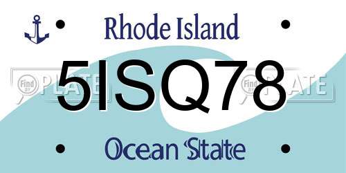 5ISQ78 Rhode Island License Plate