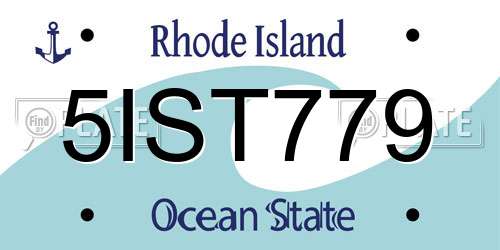 5IST779 Rhode Island License Plate