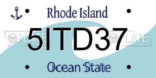 5ITD37 Rhode Island License Plate