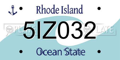 5IZ032 Rhode Island License Plate