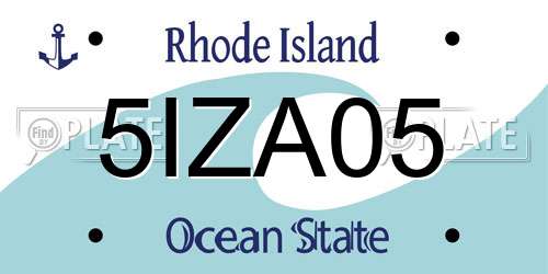 5IZA05 Rhode Island License Plate