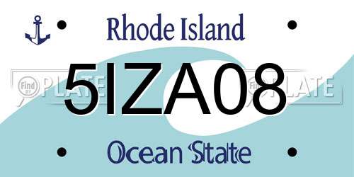 5IZA08 Rhode Island License Plate