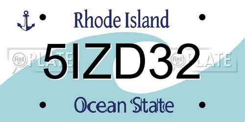 5IZD32 Rhode Island License Plate