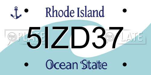 5IZD37 Rhode Island License Plate