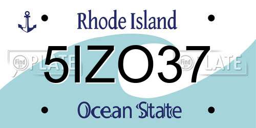 5IZO37 Rhode Island License Plate