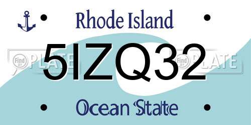5IZQ32 Rhode Island License Plate