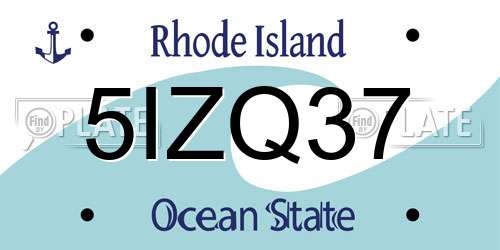 5IZQ37 Rhode Island License Plate