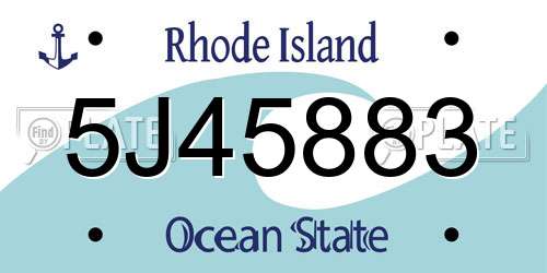 5J45883 Rhode Island License Plate