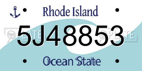 5J48853 Rhode Island License Plate