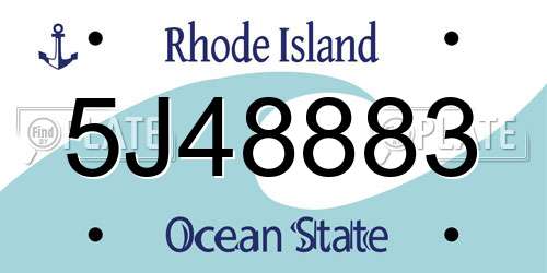 5J48883 Rhode Island License Plate