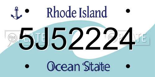 5J52224 Rhode Island License Plate
