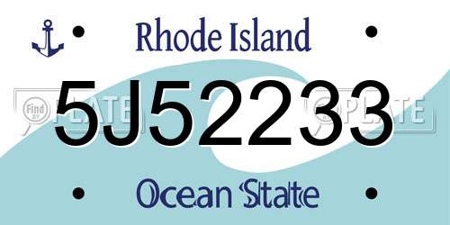 5J52233 Rhode Island License Plate