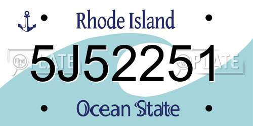 5J52251 Rhode Island License Plate